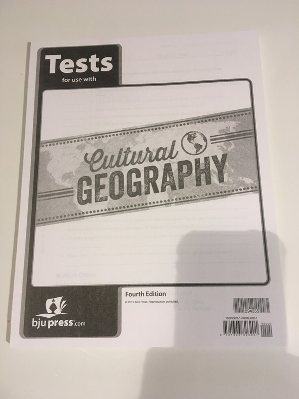 TEST for use with CULTURAL GEOGRAPHY fourth edition BJU Press NEW
