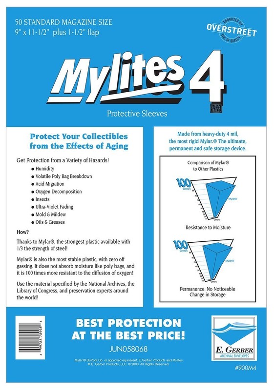 50 E. Gerber Mylites 4 Mylar Standard Magazine Letter Size 900M4 9” x 11 ½”