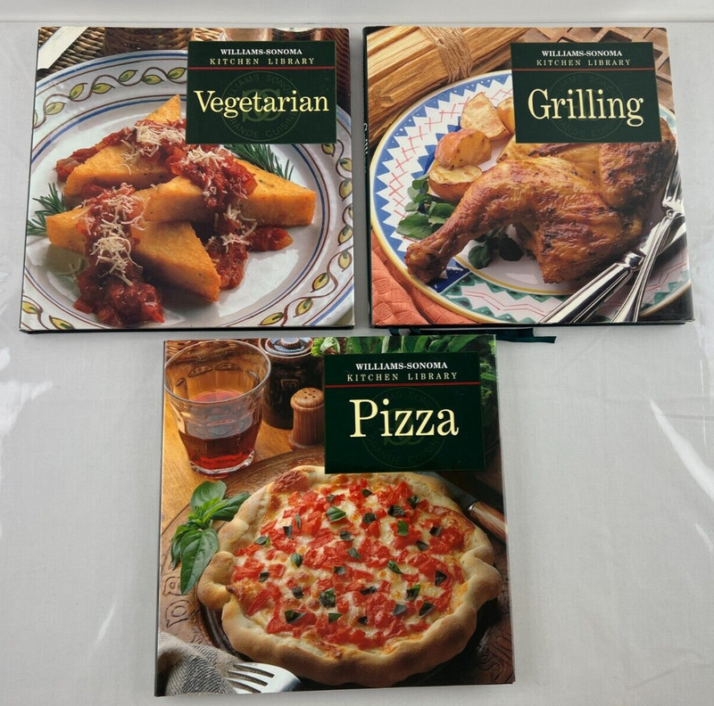 Lot Of 3 Williams Sonoma Kitchen Library Hardcover Cookbooks, Pizza, Vegetarian