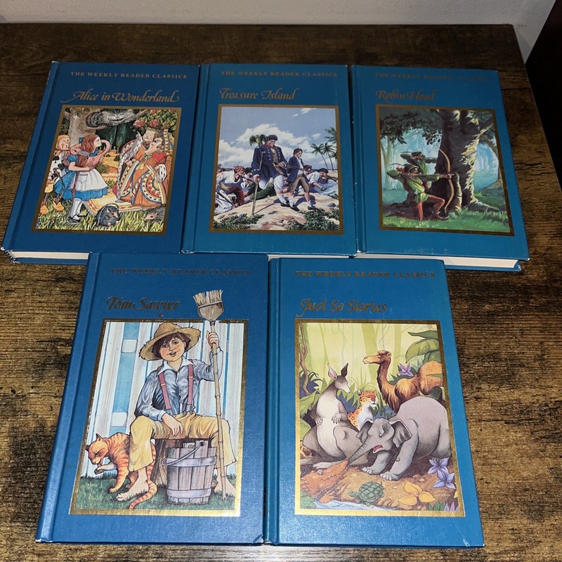 THE WEEKLY READER CLASSICS lot of 5 hardcover books Robin Hood, Treasure Island