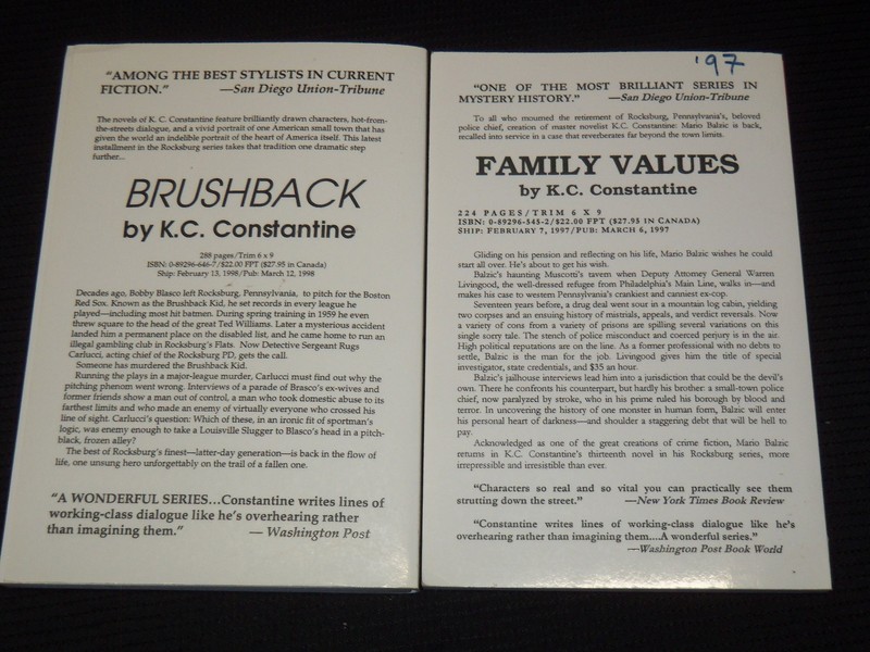 1997-1998 K. C. CONSTANTINE NOVELS LOT OF 2 - SOFTCOVER - BRUSH BACK - KD 4270T gallery