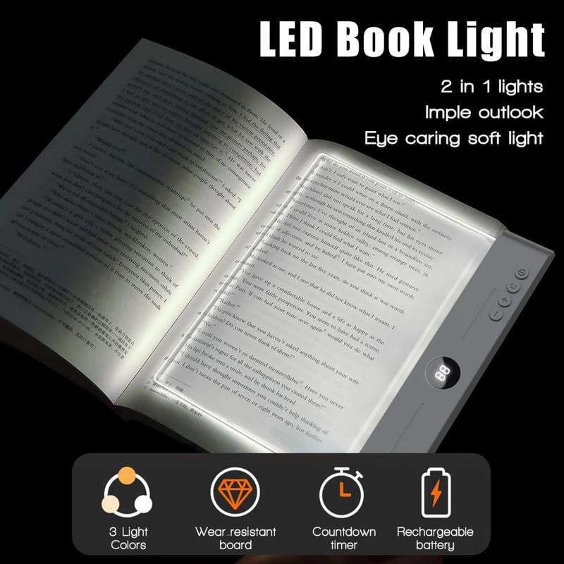 LED Book Reading Light & Night Light 2-in-1, USB Rechargeable w/ 3 Color Modes gallery