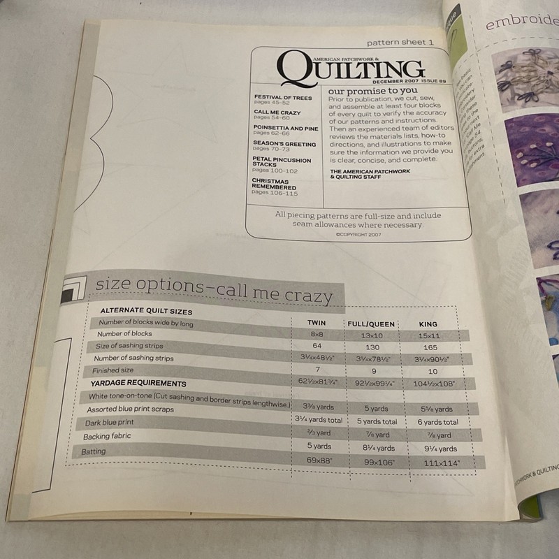 BH&G American Patchwork & Quilting Magazine Dec 2007 Holiday Christmas Gifts gallery