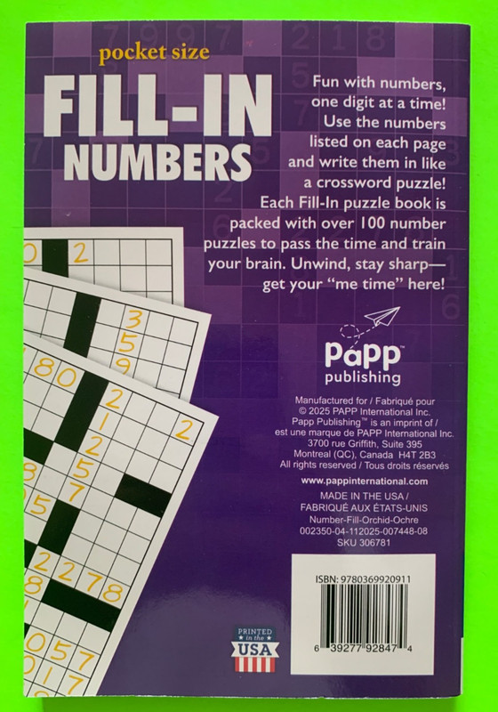 Fill-In Numbers Puzzle Book Vol. 4-5-7-8 Travel size gallery