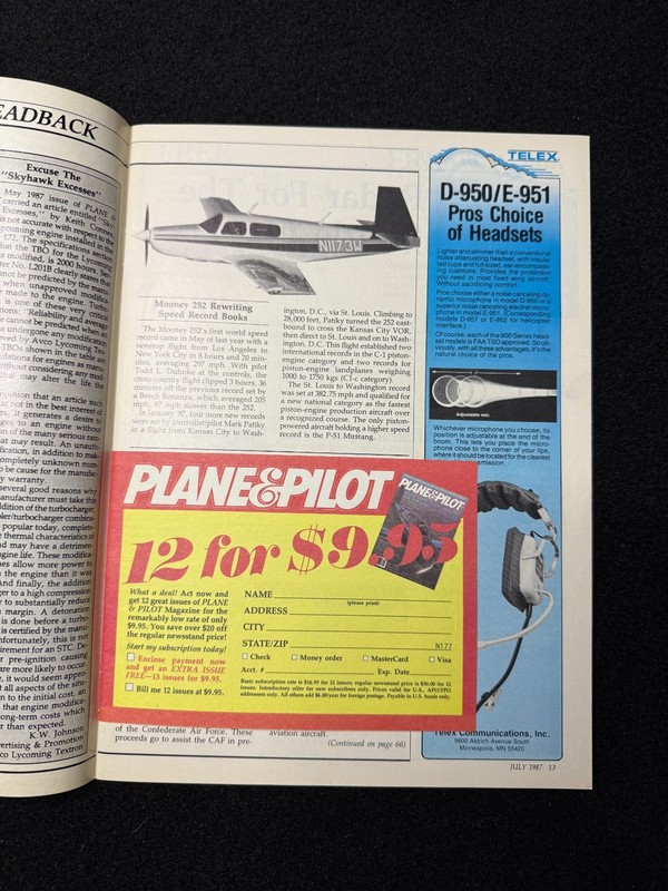 Plane & Pilot Magazine July 1987 Aviation Aircraft Flight Training Vintage gallery