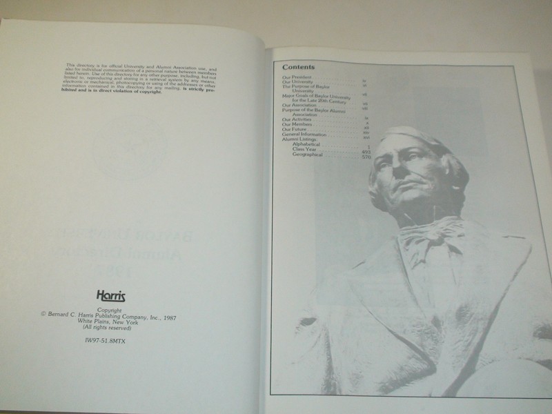 1987 Baylor University Alumni Directory 670 pages PERFECT No Markings Inside gallery