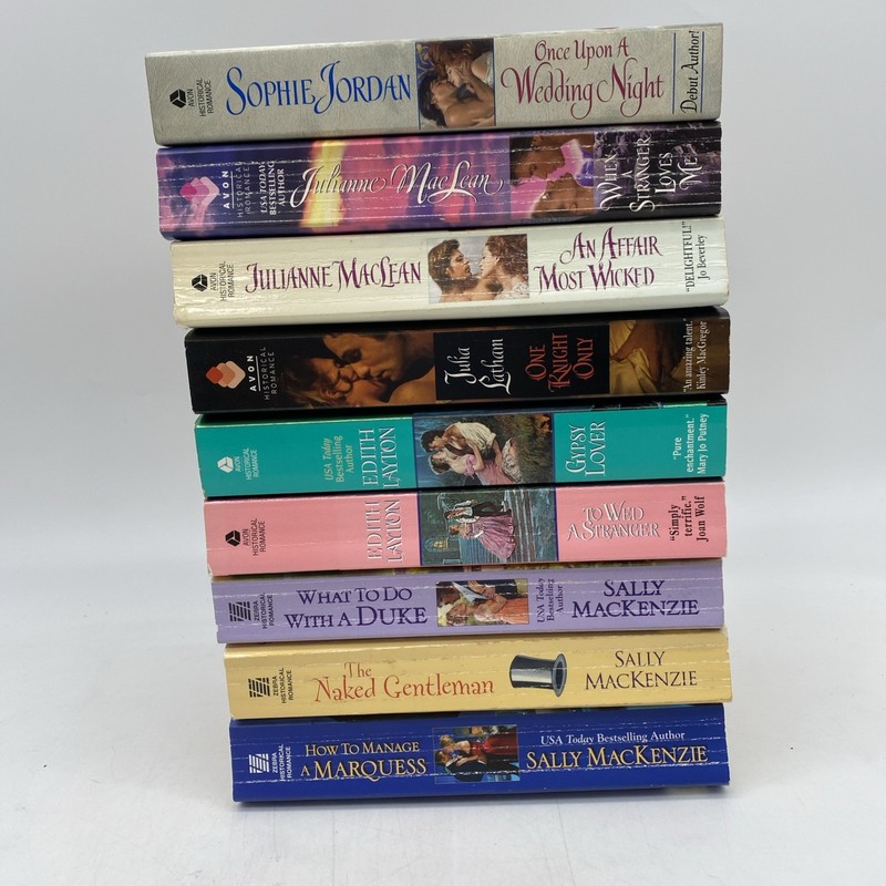 Lot of 9 Paperback Historical Romance Novels – 5 Authors – List in Description