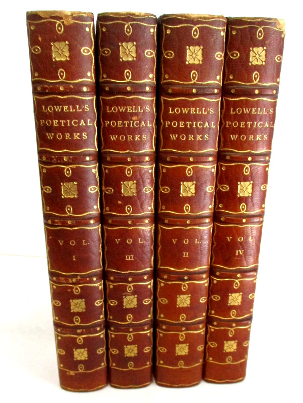 POETICAL WORKS James Russell Lowell, 4 Vols. Leather, 1890s-1900 Riverside Eds.