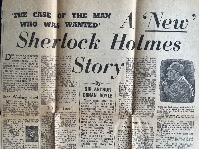 Arthur Conan Doyle 1st ‘Lost’ Sherlock Holmes Published in The Sunday Dispatch