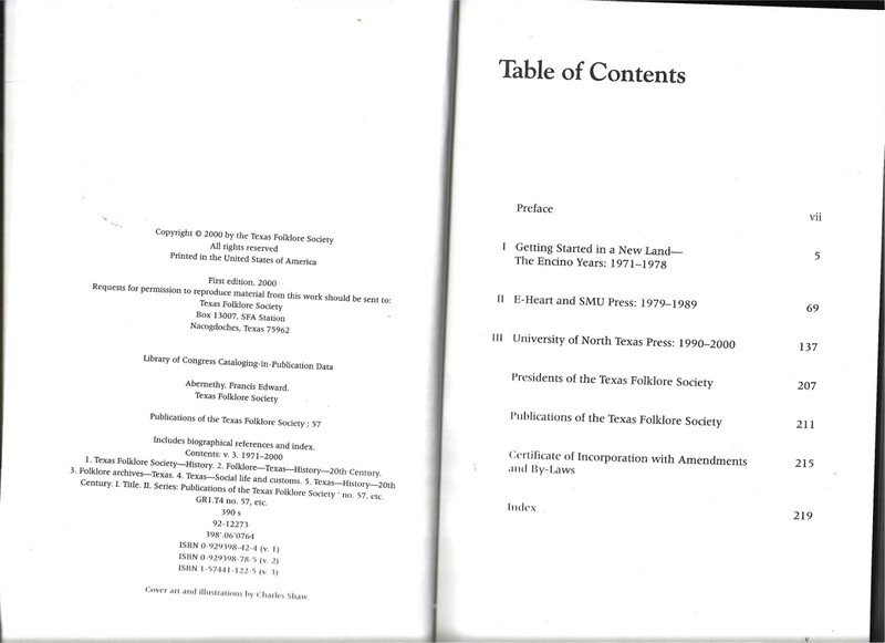 Texas Folklore Society 1971-2000 Volume III HB w/dj-2000-232 pages-1st Edition gallery