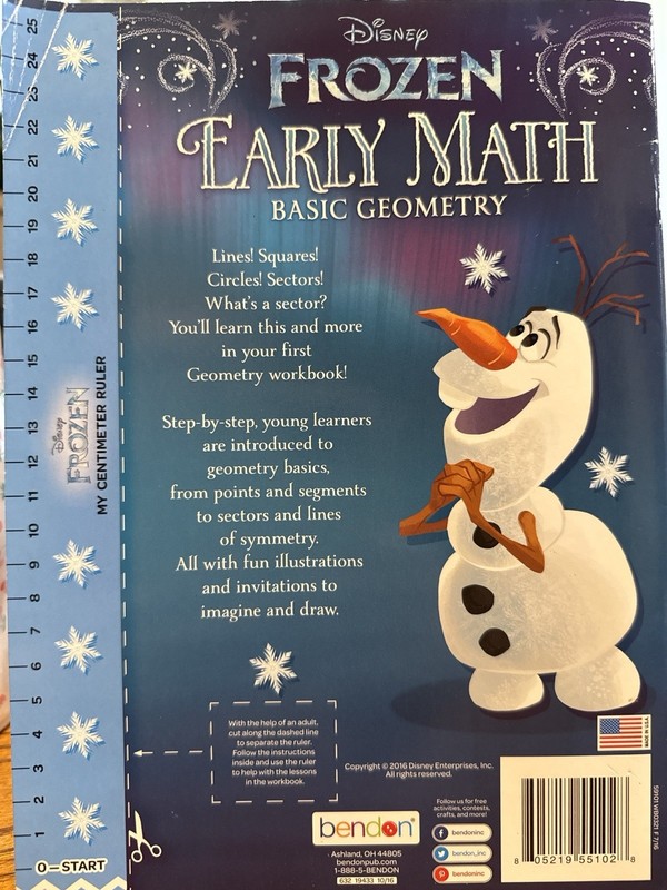 Disney Frozen Math Workbook Olaf Geometry Kids Ages 4-7 Bendon gallery
