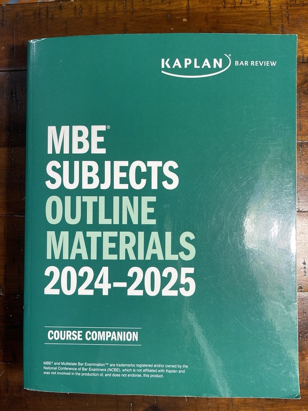 Kaplan Bar Review MBE Subjects Outline Materials 2024-2025 Course Companion