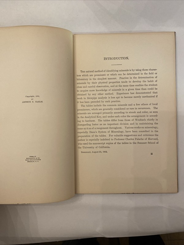 Mineral Tables Determination of Minerals by their Physical Properties Eakle 1904 gallery