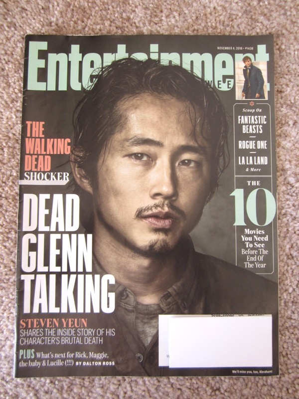 Entertainment Weekly Dead Glenn Talking The Walking Dead, November 2016