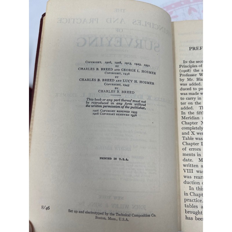 Elementary Surveying Vol. 1 JOHN WILEY & SONS Book 1945 8th Ed Breed Hosmer Vtg gallery