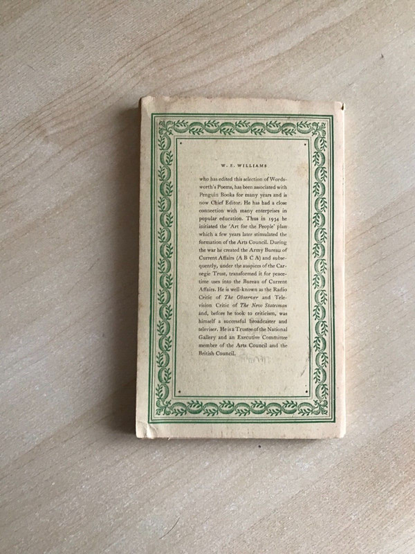 Penguin Poets Book 'Wordsworth: A Selection' by W.E. Williams #D2 - 1950 2nd Edn gallery