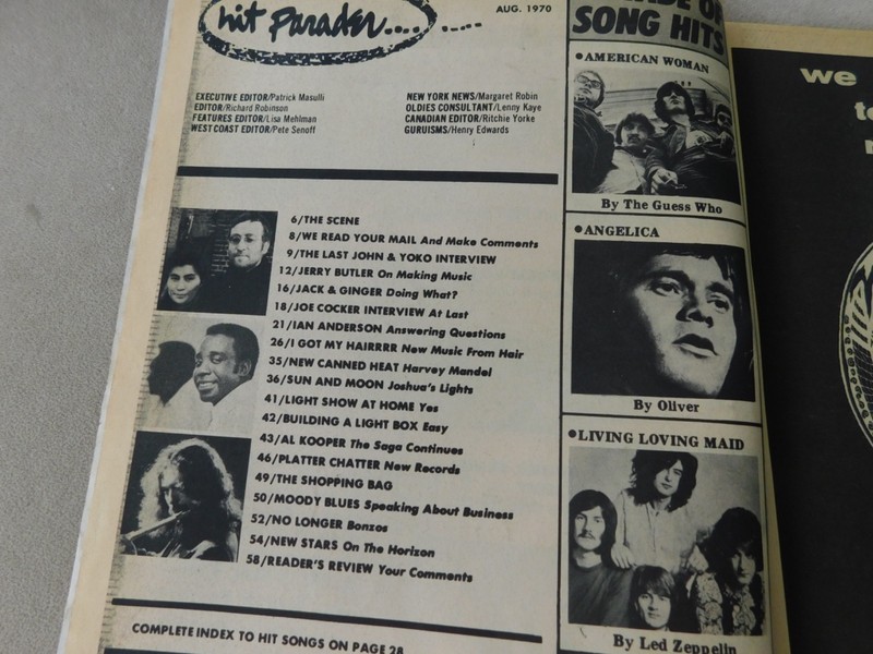 HIT PARADER Aug 1970 BEATLES John & Yoko Interview WOODSTOCK Songs Lyrics gallery
