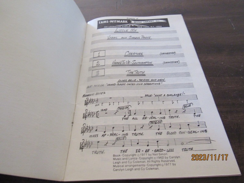 Little Me-Neil Simon-1977-Chorus Part-Song Sheet Music Book-Tams-Witmark Library gallery