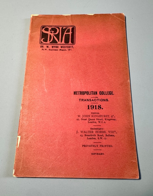 1918, SRIA Transactions, Rosicrucian 1st Ed. The GIZEH PYRAMID, etc…