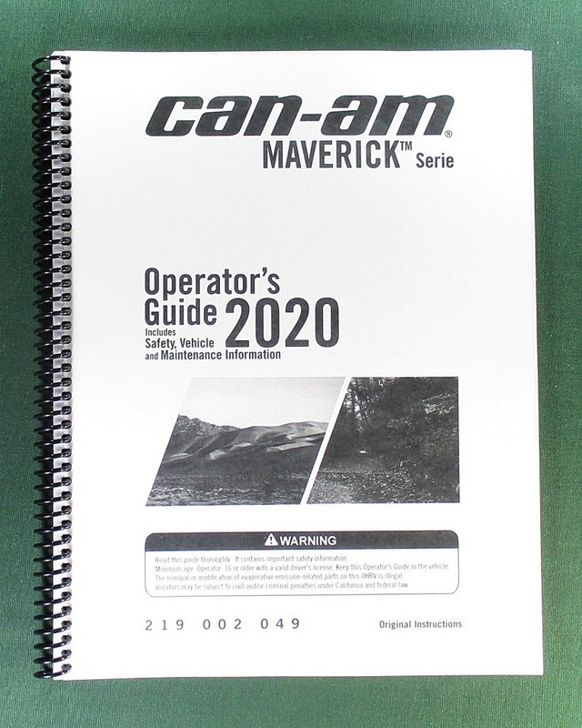 2020 Can-Am Maverick DS Turbo R Owner’s Manual: 196 Pages & Protective Covers