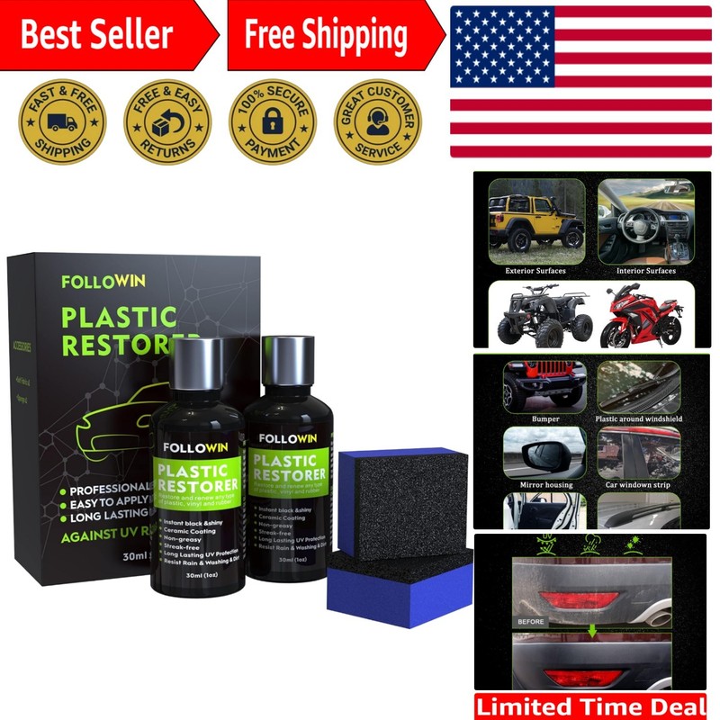Versatile Plastic Restorer with Free Applicator – 60ml for Cars and Home Use