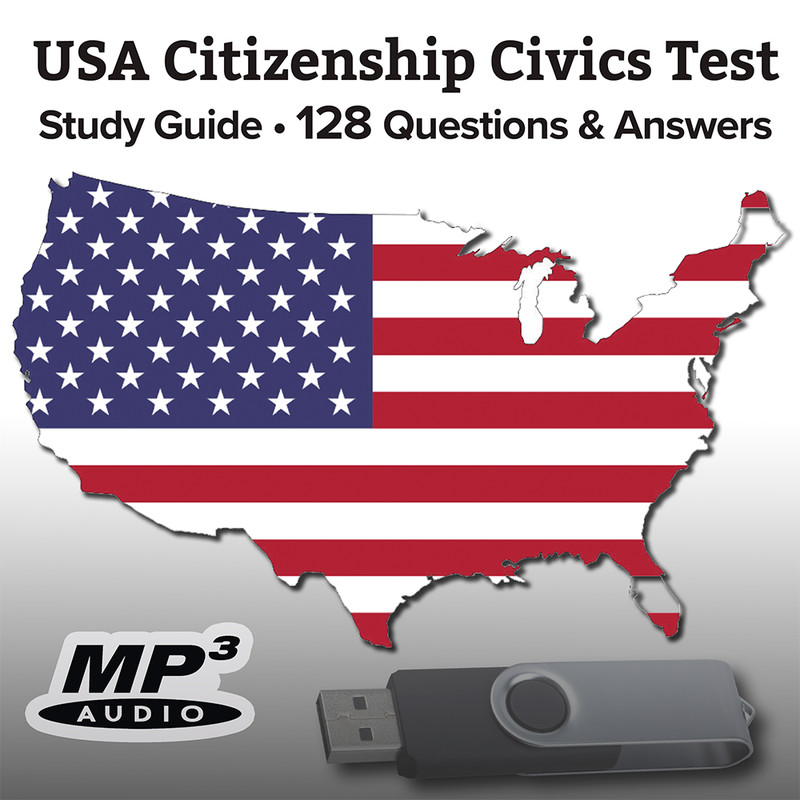 2024 USA Citizenship Civics Test Questions/Answers Study Guide Audio USB-ENGLISH