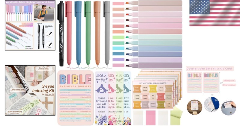 Comprehensive Bible Study Journaling Supplies Set - Highlighters & Tabs Included gallery