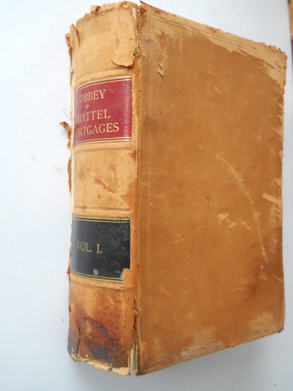 J. E. COBBEY ON CHATTEL MORTGAGES VOLUME I AND II, ANTIQUE LAW BOOKS 1893 RARE gallery