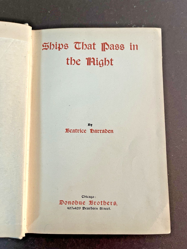 Ships That Pass In the Night by Beatrice Harraden 1893 Book 252 Pages 6 x 4 in. gallery