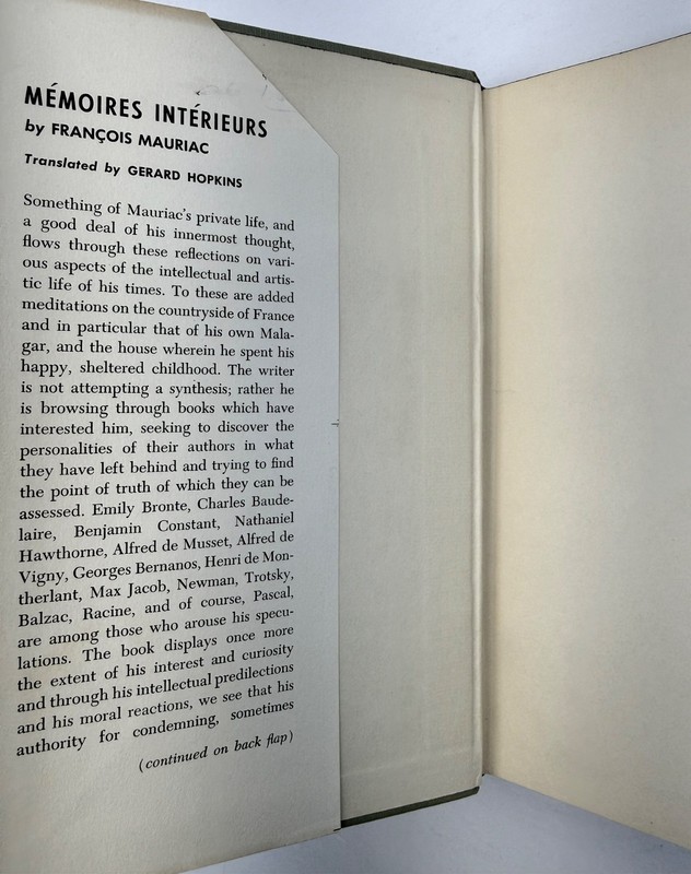 Memoires Interieurs Francois Mauriac First American Edition Milton Glaser 1961 gallery