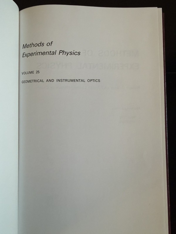 Methods of Experimental Physics: Geometrical and Instrumental Optics -1988 gallery