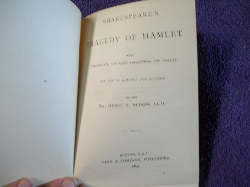 Shakespeare's Tragedy of Hamlet Rev Henry Hudson 1891,FOR USE IN SCHOOL & CLASS gallery