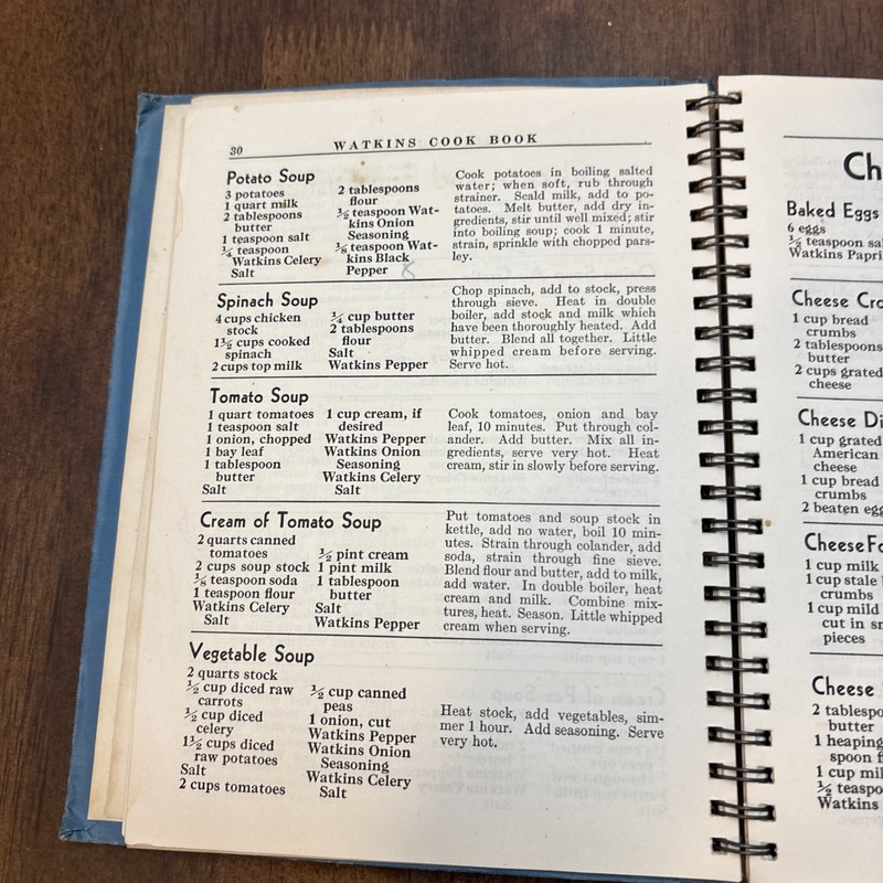 Cookbook 1938 J.R. Watkins Blue Wire Bound Interesting Recipes Vtg 288 Pages gallery