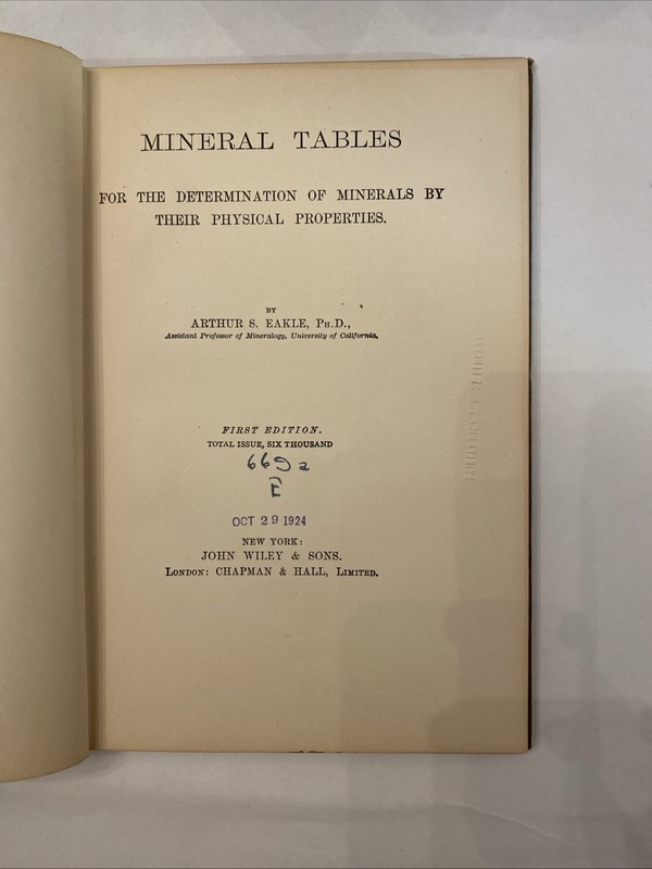 Mineral Tables Determination of Minerals by their Physical Properties Eakle 1904 gallery