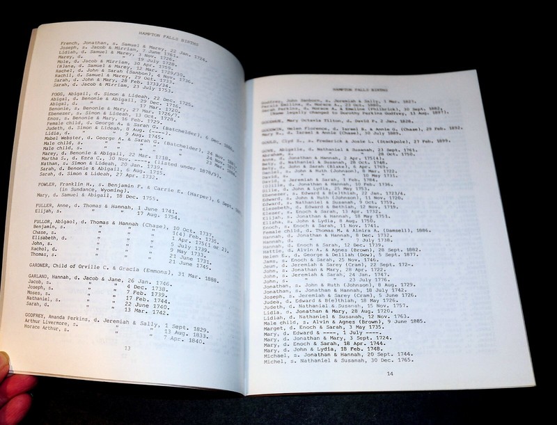 'Hampton Falls NH Vital Statistics' Town Records thru 1899 by Nichipar 184 Pages gallery