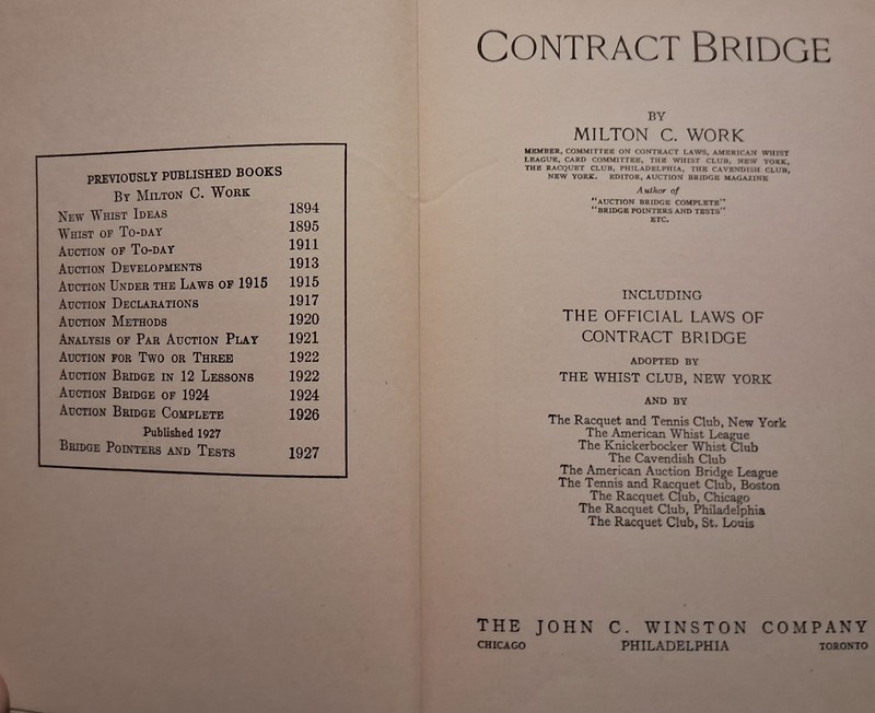 Contract Bridge Milton C Work 1927 Hardcover Antique Card Game Strategy Book gallery