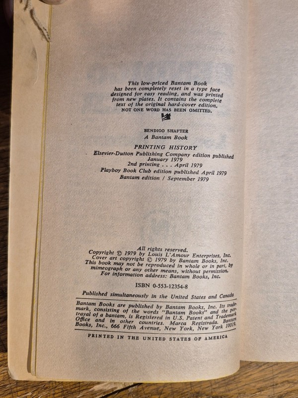 Bendigo Shafter: Louis L'Amour. Bantam Book (123548) 1979 gallery