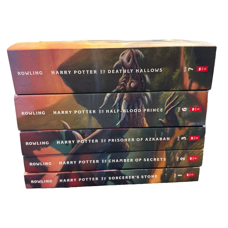 Harry Potter Complete 1,2,3,6,7 Paperback Book Set Scholastic Lot Used