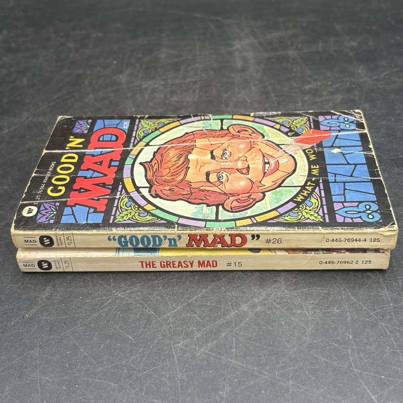 Two Vintage Warner Books,The Greasy Mad &Good ‘N’ Mad, Paperback , Mad Magazine gallery