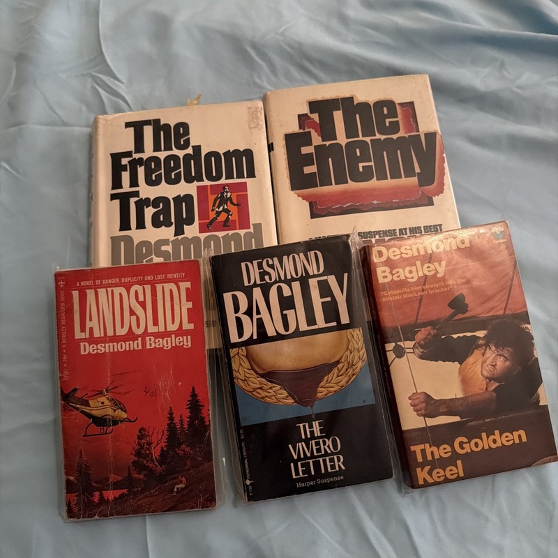5 Desmond Bagley HC/DJ The Freedom Trap, The Enemy, PB Landscape, Vivero, Golden