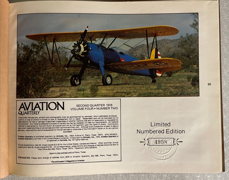 Vtg AVIATION QUARTERLY 1978, VOL 4, No 1, 2, 3 & 4 Limited Number Edition 4958 gallery