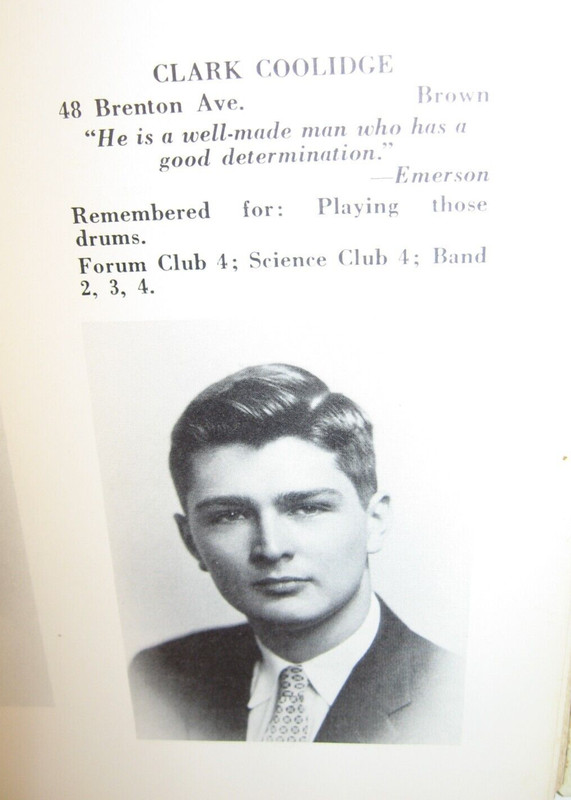 Clark Coolidge in 1956 Caduceus, Classical High School, Providence, RI Yearbook