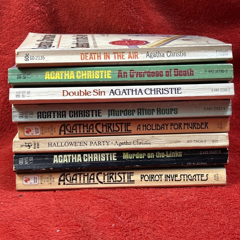 Lot Of 8 Vintage HERCULE POIROT Mysteries By Agatha Christie Halloween Party ￼