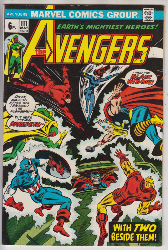 AVENGERS # 111 VF/NM 9.0 VS MAGNETO PENCE 1973