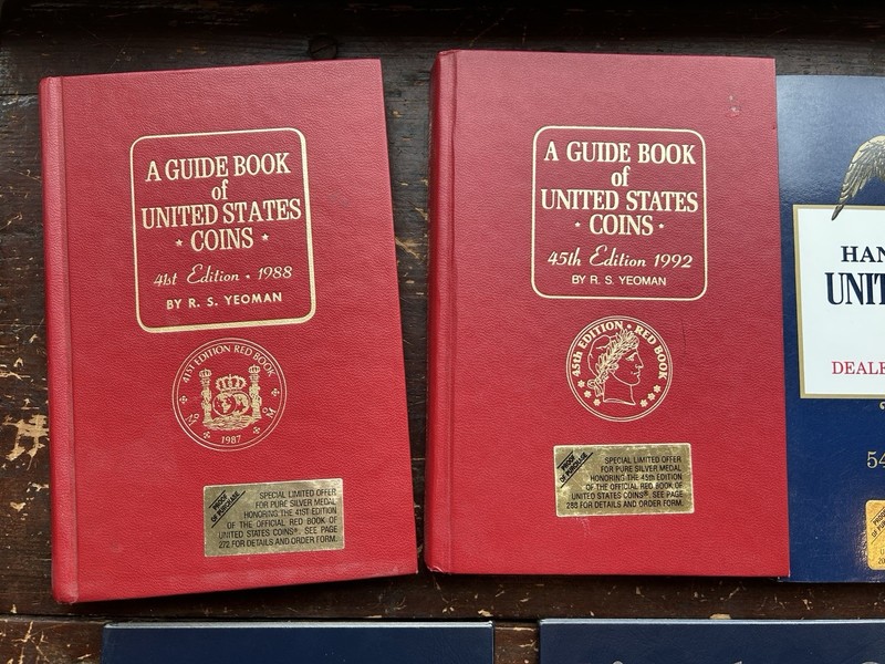 Lot of Yeoman Guide Red Books of U.S Coins 88 92 97 & Three Whitman Coin Folders gallery