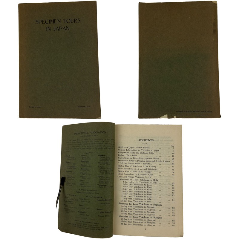 Specimen Tours in Japan (1930) Japan Tourist Bureau Travel Guide Booklet