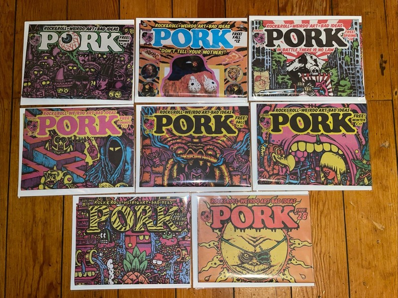 Pork #11 12 14 15 16 17 18 28 Alt Comic Punk Tabloid Newspaper Zine Set of 8 NEW