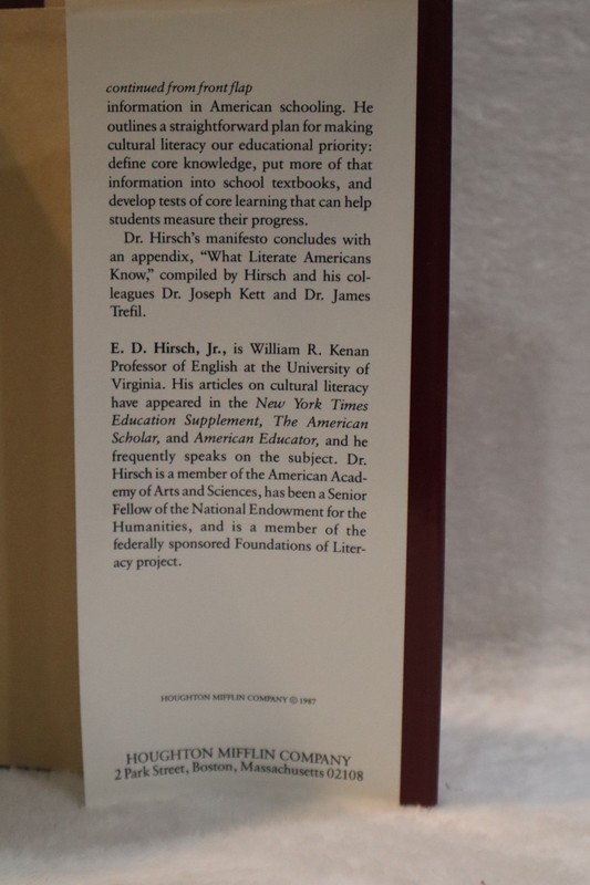 Cultural Literacy by E. D. Hirsch, Jr. Houghton Mifflin Company 1987 hardcover gallery