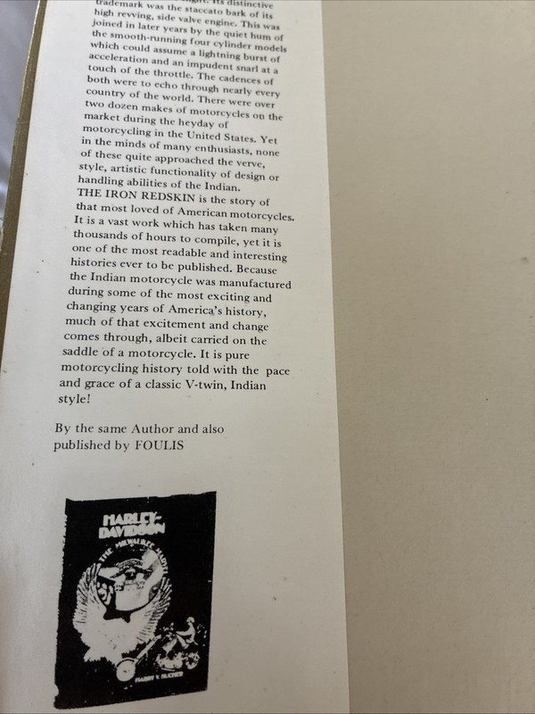 The Iron Redskin : History of the Indian Motorcycle by Harry V. Sucher 1982 HBDJ gallery
