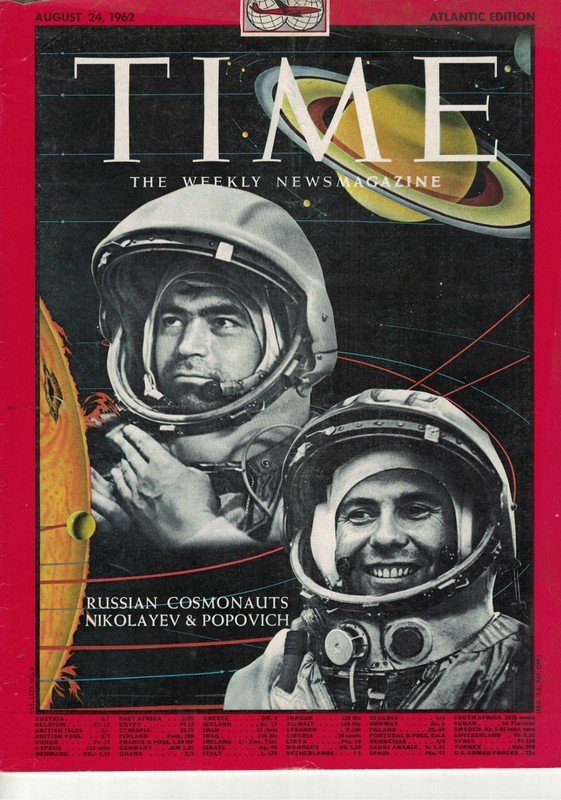 NIKOLAYEV POPOVICH TIME Magazine 1962 August 24 COSMONAUTS Russian Vintage 8 62